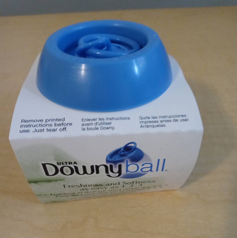 Downy ball, liquid fabric softener dispenser